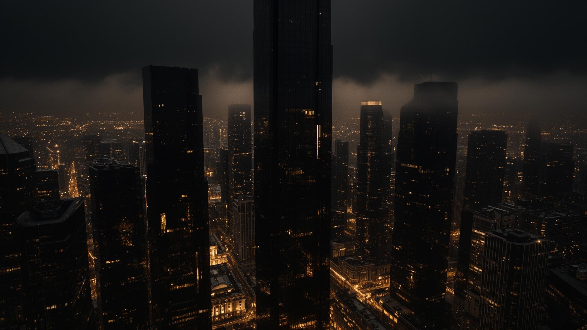 Digital growth network over a city skyline
